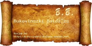Bukovinszki Balázs névjegykártya